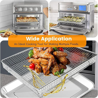 Air Fryer Basket Tray Replacement 2Pack for Cuisinart TOA-60 TOA-65 TOA-70, 2pcs 12.4 * 11'' Mesh Steel Basket Wire Rack Accessories, Dishwasher Safe