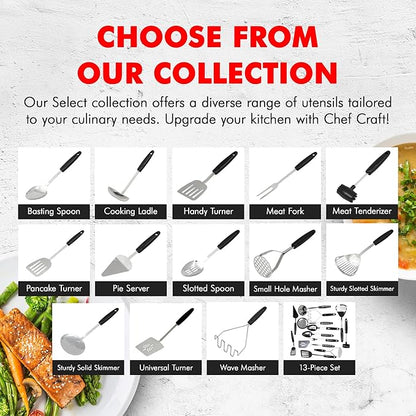 Chef Craft Select Meat Tenderizer, 9.5 inch, Stainless Steel/Black