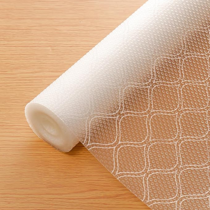 Cooyes Shelf Liner for Kitchen Cabinets Waterproof Kitchen Cupboard Liner Plastic Drawer Mats EVA Material Non Adhesive Fridge Mats for Shelves（17.5" W x 198" L）
