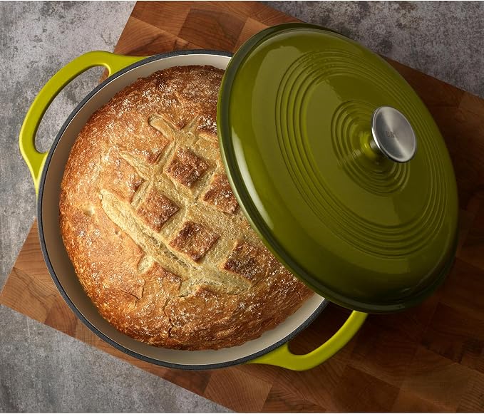 Mercer Culinary Enameled Cast Iron Round Dutch Oven, 6 qt., Avocado