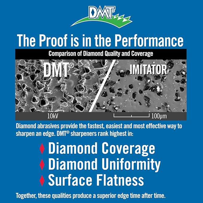 DMT D8C Dia-Sharp Bench Stone - Diamond Knife Sharpener for the Workshop, Jobsite or Kitchen - Coarse (325) - Flat Diamond Sharpening - Non-Slip Knife Sharpener- Made in the USA - 8 x 3 x 0.38 Inches