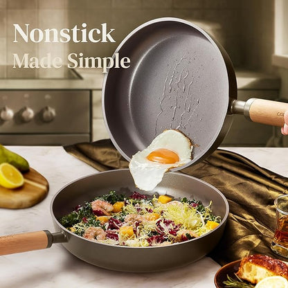 CAROTE Pots and Pans Set Non Stick, 21PCS Cookware Set with Strainer Lid, Induction Cooking Set with Kitchen Utensils, Dark Green