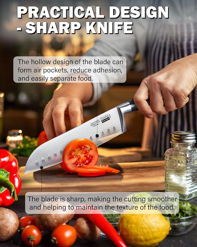 Cooks Standard Classic Cutlery, High Carbon Stainless Steel Knives Set, 8" Chef's Knife and 7" Santoku Knife, Ergonomic Handle, 2-Piece