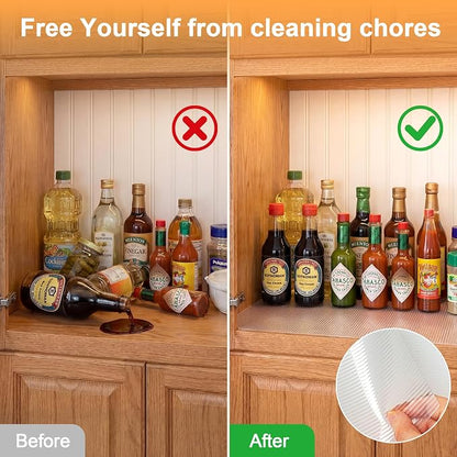 FEXIA Shelf Liners for Kitchen Cabinets Non-Slip Drawer Liner 12 Inches x 80 FT Waterproof & Oil-Proof Non Adhesive Durable Material Fridge Liner for Shelves