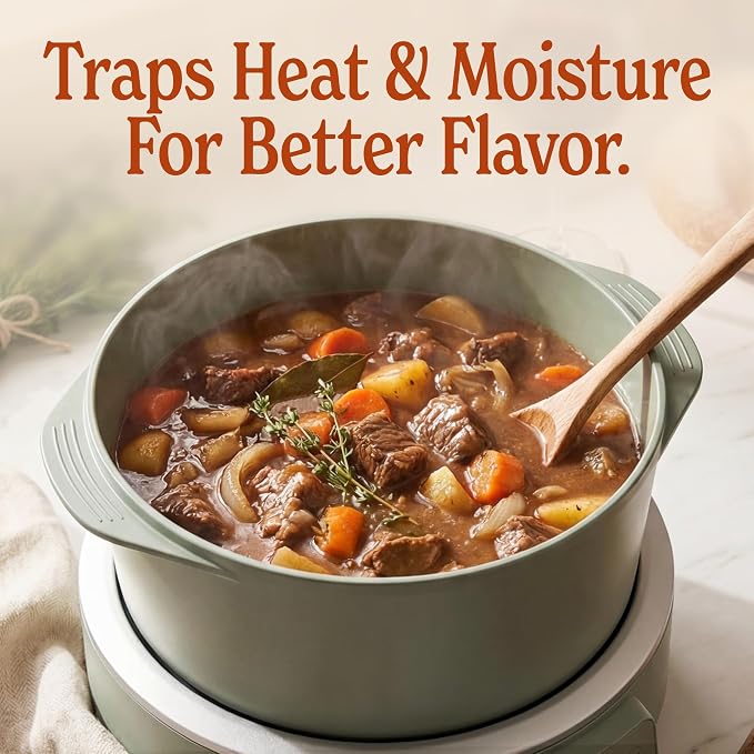 MAGNIFIQUE Slow Cooker, 4.5 Quart 8-in-1 Clay Pot Multi-Cooker, Non-Toxic Slow Cooker with Removable Clay Pot, for Rice, Pasta, Steam & Proof, Nonstick, Oven Safe Pot to 500°F, Olive