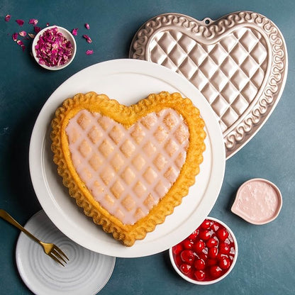 Nordic Ware Formed Quilted Heart Pan, 9 Cup, Golden Hour