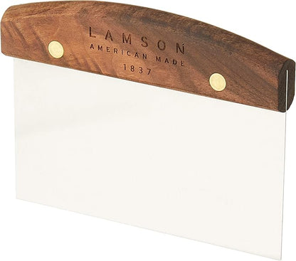 Lamson Kitchen Utensils - 3" x 6" Bench Scraper, High-Carbon Stainless Steel Dough Scraper, Ergonomic Riveted Walnut Handle, Handcrafted, Full-Tang Design, Built to Last