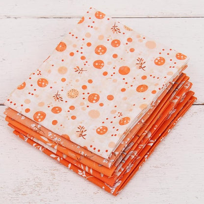 Threadart Exclusive 5 Fat Quarter Bundles - Orange Vintage Prints 100% Cotton Fabric - Premium 100% Cotton Quilting Fabric - No Duplicates - Full Size Fat Quarters 18"x21" - Orange