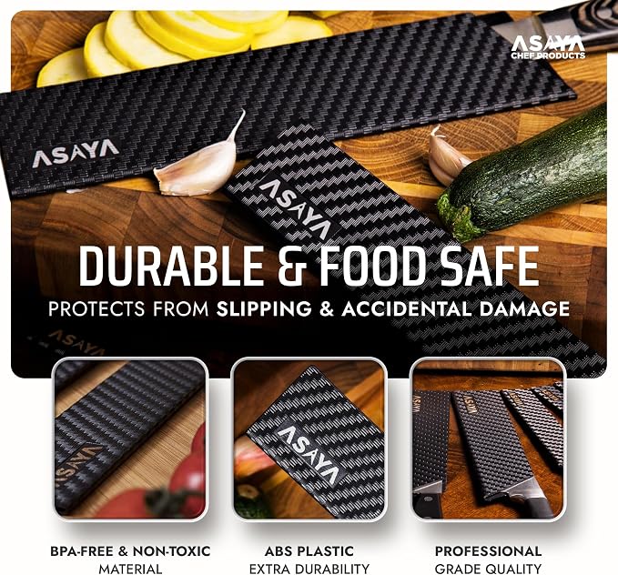 Asaya Professional Chef Knife Edge Guards – 6 Piece Knives Universal Covers - Extra Strength ABS Plastic and Food Safe Kitchen Knife Sheath Covers – Knives Not Included