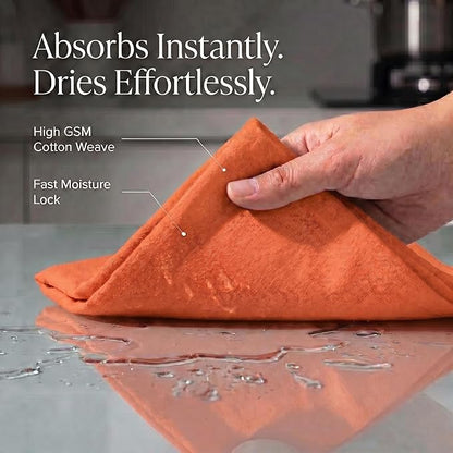 Urban Villa Kitchen Towels 100% Cotton Dish Towels for Kitchen(Set of 6)20”x30” Dish Cloths Highly Absorbent Kitchen Linen Set with Hanging Loop Perfect for Drying Dishes Cleaning Hand Towels – Orange