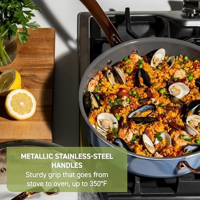 T-Fal Preserve Ceramic Nonstick Frying Pan Skillet 12-inch, Oven Broiler Safe up to 350°F Cookware, InoCeram Glide Technology, Frying Pan, Skillet Pots & Pans, Blue