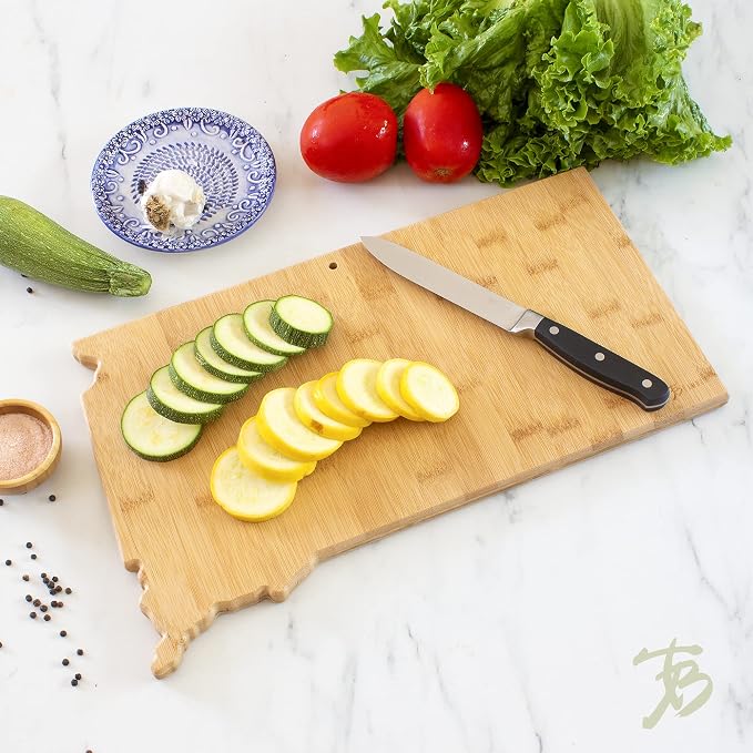 Totally Bamboo Destination South Dakota State Shaped Serving and Cutting Board, Includes Hang Tie for Wall Display