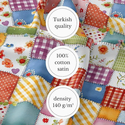 100% Cotton Fabric by the Yard – Turkish Quality Quilting & Sewing Fabric, 1 Yard x 1.69 Yards Wide, Patchwork Cotton for Crafts