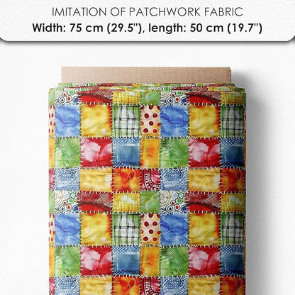Fruit Patchwork Cotton Fabric Panel – 6 Fruit Designs (10×10 inch Each) + Bonus Patchwork Sheet 29.5×19.6 inch, 100% Cotton 140 GSM