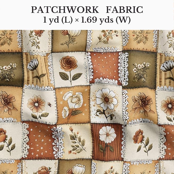 100% Cotton Fabric by the Yard – Turkish Quality Quilting & Sewing Fabric, 1 Yard x 1.69 Yards Wide, Patchwork Cotton for Crafts