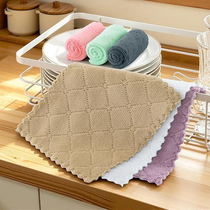 Homaxy 18 Pack Kitchen Cloths Dish Towels (7" x 9", Mixed Color), Super Soft and Absorbent Coral Velvet Dishcloths, Fast Drying No Lint Microfiber Cleaning Cloth