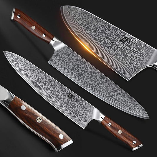 XINZUO 10 Inch Damascus Chef Knife Kitchen Knife Sharp Gyuto Knife Stainless Steel Fashion Professional Chef's Knife with Rosewood Handle