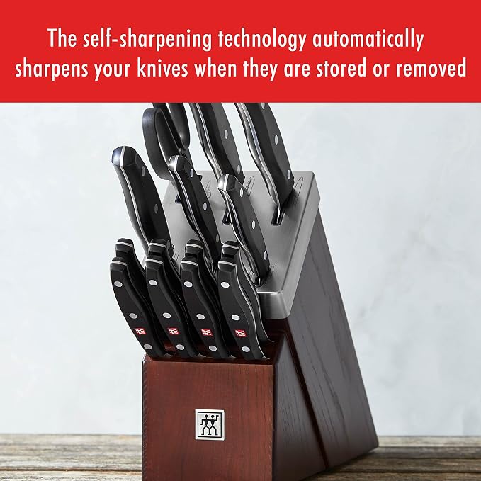 ZWILLING Twin Signature 15-Piece Razor-Sharp German Knife Block Set, Made in Company-Owned German Factory with Special Formula Steel perfected for almost 300 Years, Dishwasher Safe