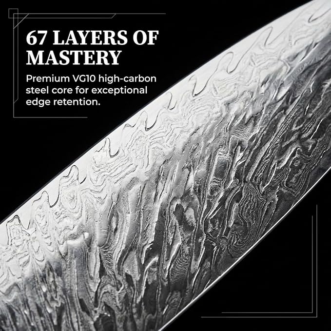 Tidal Black - 7" Santoku Knife - Damascus