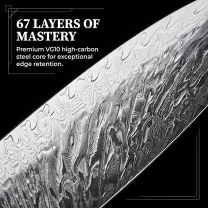 Tidal Black - 7" Santoku Knife - Damascus