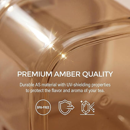 Coffee Canister with Scoop, 2 Pack 27oz Airtight Coffee Storage Container, Amber Light Blocking Jar, Wide Mouth for Coffee Beans, Sugar, Tea, Herbs Pantry Storage