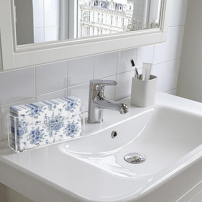 HBlife Acrylic Guest Towel, Paper Napkin Holder for Bathroom - Clear Waterproof Vertical Stand, Disposable Paper Hand Towel Dispenser, Modern Table Tray for Kitchen, Home, Hotel, Office
