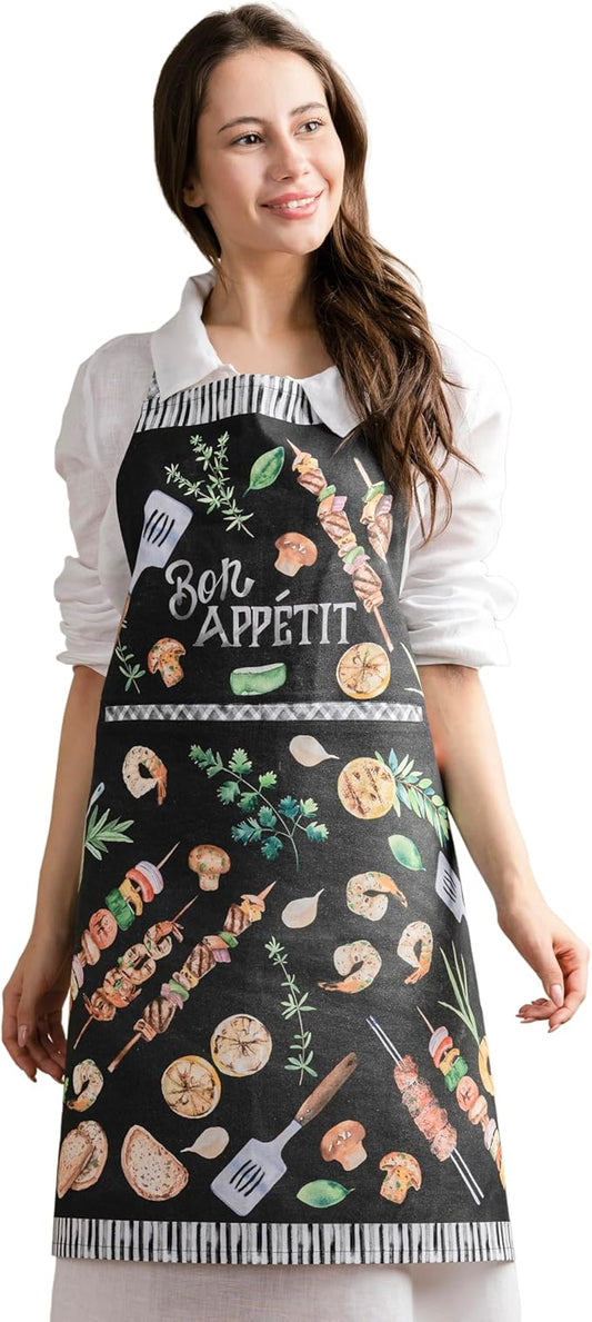 Maison d' Hermine 100% Cotton Apron for women with Pocket Kitchen Chef Apron for Men Cooking Spring Summer