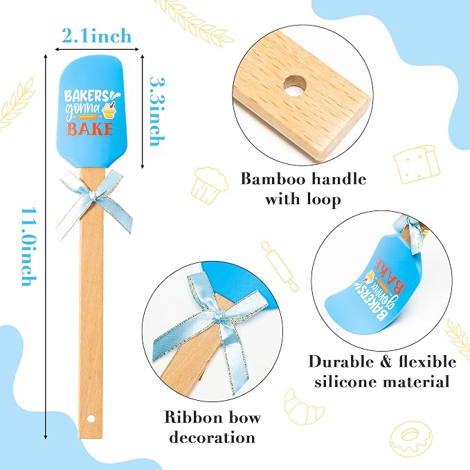 R HORSE 6Pcs Funny Baking Theme Pot Holders Silicone Spatula Gift Set Thank You and Teacher Appreciation Pot Holders Resistant Oven Mitts Baking Cooking Pocket Potholders for End of The Year Teacher