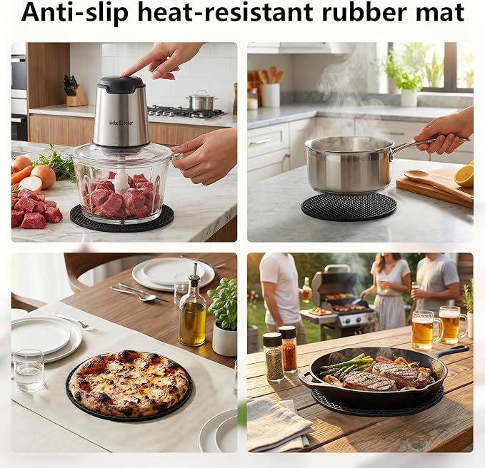 Liebe&Lecker Food Processor, Meat Grinder with 2 Bowls 8 Cup and 8 Cup, Food Chopper Electric Vegetable Chopper with 4 Large Sharp Blades for Fruits, Meat, Vegetables, Baby Food, Nuts, 2 Speed.