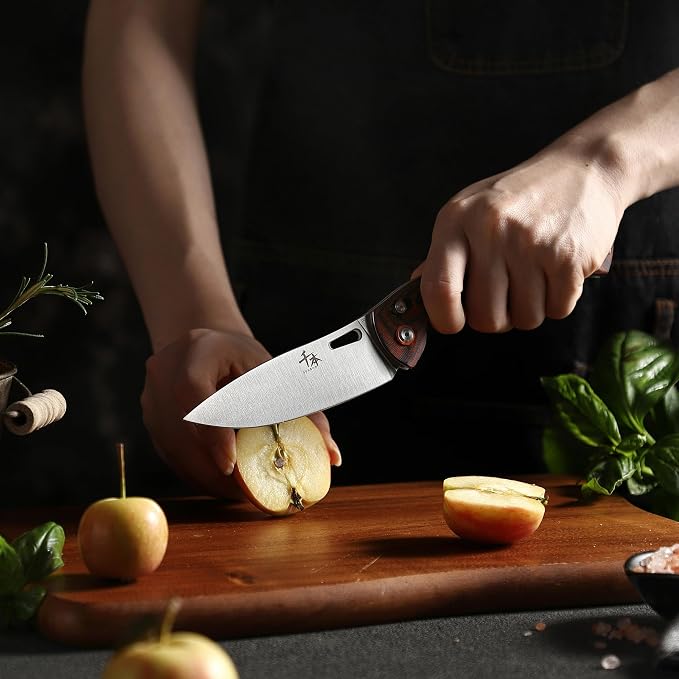 SENBON 440 Stainless Steel Super Sharp Pocket Folding Chef Knife Peeling Utility Knife Fruit Knife Carbon Fiber Handle Camping Barbecue Outdoo
