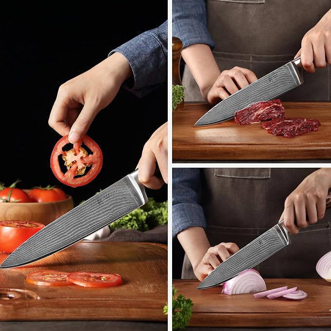 Wakoli EDIB 6-Piece Damascus Knife Set – Professional Chef Knives Set with VG10 Core Blades, 67-Layer Damascus Steel and Ergonomic Pakkawood Handles – Premium Kitchen Knives in Elegant Gift Box