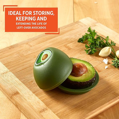 IMUSA Avocado Saver Container 5 Inch Green Plastic Reusable Food Storage Hard Shell Stackable Produce Keeper for Kitchen Organization and Vegetable Drawer Storage