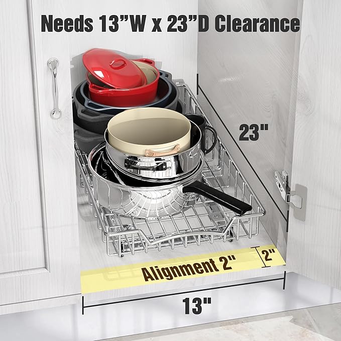 Simple Houseware Under Cabinet Pull Out Sliding Shelf Drawer Organizer, 21" D x 11" W