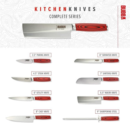 BUBBA Kitchen Series 6.5" Nakiri Knife, an All-Purpose Kitchen Knife for Chopping, Mincing, Slicing, and Dicing with a Premium German Steel Blade for All Your Kitchen Needs