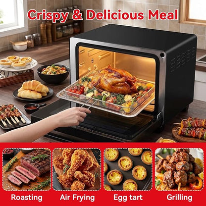 3PCS Baking Set for Cuisinart TOA-60/65/70 Air Fryer Oven, Basket Pan | 3 Pieces Baking Set for Cuisinart TOA-60 TOA-65 TOA-70 Air Fryer Toaster Oven,Air Fryer Basket Pan,Dishwasher Safe