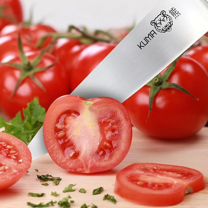 KUMA Multi Purpose Chef Knife Pro Bolster Edition (Set of 5) - 8 Inch Chef's Knife for Carving, Slicing & Chopping - Great Ergonomic Handle - Professional Kitchen Knives