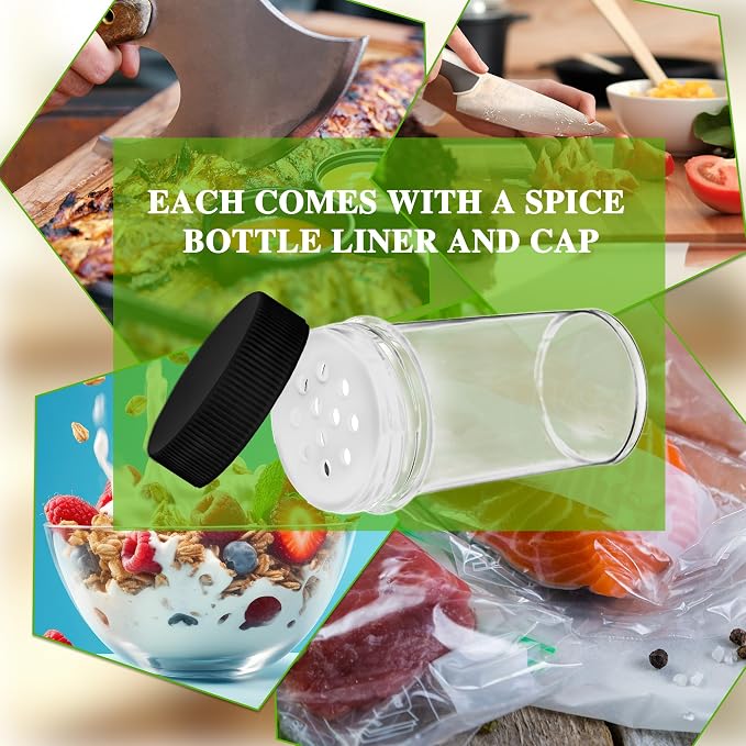 30 Pack 1 oz Mini Plastic Spice Jars with White Caps Clear Empty Spice Bottles with Sifters Small Seasoning Containers for Travel Storing Spice Seasoning Powders (Black)