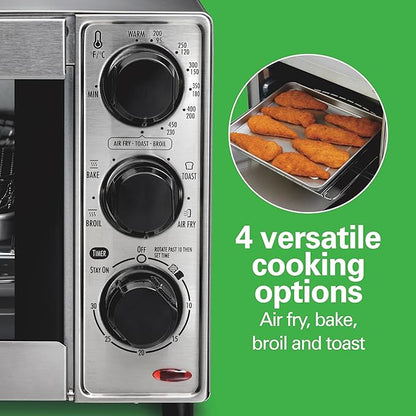 Hamilton Beach Sure-Crisp Air Fryer Toaster Oven Combo, Fits 9” Pizza, 4 Slice Capacity, Powerful Circulation, Auto Shutoff, Stainless Steel (31403)