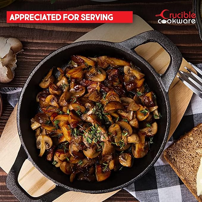 Cast Iron Skillets Frying Pans Set of 4 (Pre-Seasoned) for Serving, Cooking and Baking 7.87” – 4.72”, Oven Safe Forms | Indoor & Outdoor Use