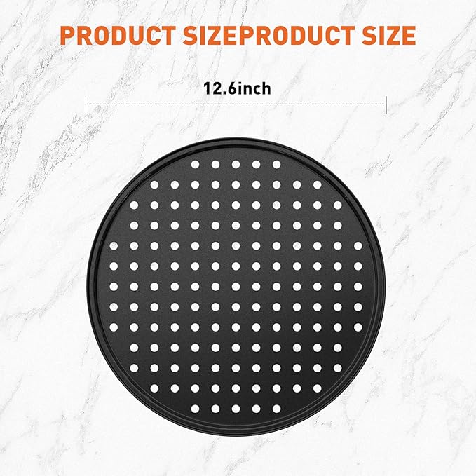 CasaCulina 12 Inch Pizza Pan with Holes, Nonstick Pizza Tray for Oven, Round Perforated Carbon Steel Pizza Baking Pans Pizza Bakeware for Home Restaurant Kitchen Baking