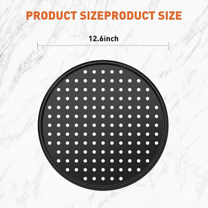 CasaCulina 12 Inch Pizza Pan with Holes, Nonstick Pizza Tray for Oven, Round Perforated Carbon Steel Pizza Baking Pans Pizza Bakeware for Home Restaurant Kitchen Baking