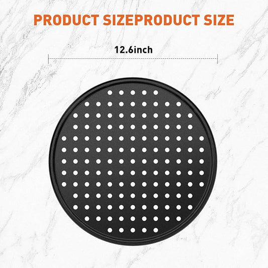 CasaCulina 12 Inch Pizza Pan with Holes, Nonstick Pizza Tray for Oven, Round Perforated Carbon Steel Pizza Baking Pans Pizza Bakeware for Home Restaurant Kitchen Baking