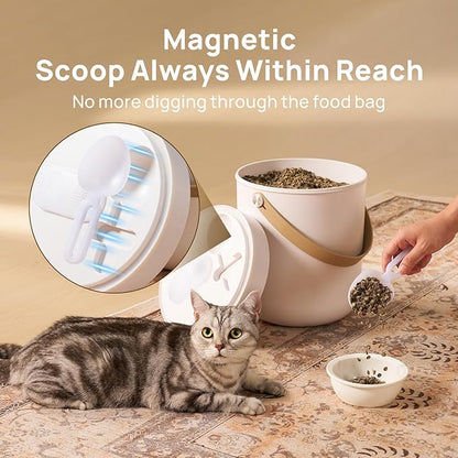 smartoo Vacuum Cat Dog Food Storage Container 10 lb/10.6 Qt, Airtight Dry Dog & Cat Food Bin with One-Button Vacuum Sealing, Magnetic Scoop Incl., BPA-Free, Durable Storage with Rechargeable Battery