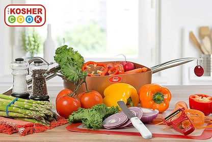 The Kosher Cook White Kitchen Knife – 4.5” Steak and Vegetable Knife - Razor Sharp Curved Tip, Straight Edge - Color Coded Kitchen Tools