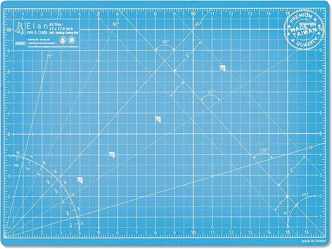 Elan Cutting Mat A3 Blue, Self Healing Cutting Mat 12x18 Inch, 5-Ply Craft Board Blue, Hobby Board for Crafts 12x18 Inch