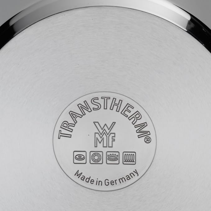 WMF cookware Ø 24 cm approx. 4,1l Function 4 Inside scaling lid - pour off or decant liquids without spilling to keep your dishes and cooker clean. Made in Germany hollow side handles glass lid Cromargan stainless steel brushed suitable for all stove t...