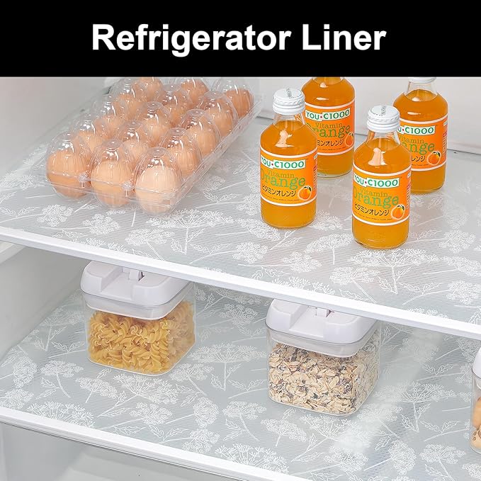 Cooyes Drawer Liner Shelf Liners for Kitchen Cabinets Refrigerator Liners Waterproof & Oil-Proof Kitchen Cupboard Liner Drawer Mats EVA Material Non Adhesive Fridge Liner for Shelves