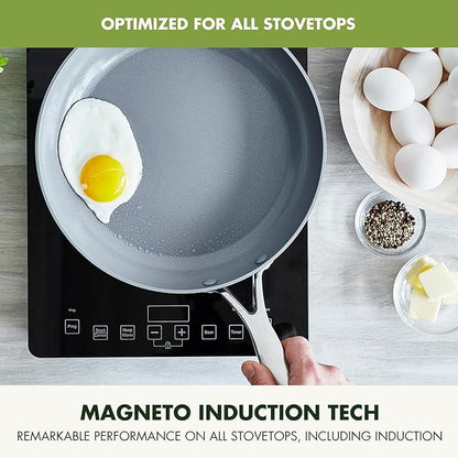 GreenPan Valencia Pro 9 Piece Ceramic Nonstick Cookware Set, PFAS-Free, Induction Ready, Hard Anodized Pots & Pans with Lids, Compatible on All Cooktops, Dishwasher & Oven Safe, Gray