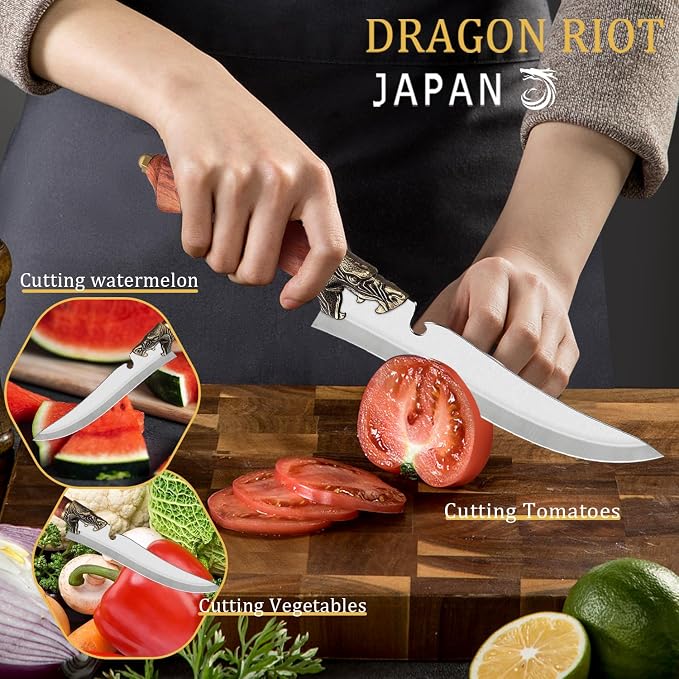 DRAGON RIOT Sharp Boning Knife for Meat Cutting, Full Tang Meat Deboning Knives with Sheath High Carbon Steel for Home Kitchen