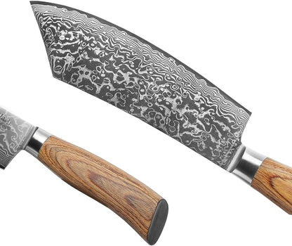 Wakoli EDIB Pro Premium Grill and Block Knife – Japanese Style Kitchen Knife | 7.9-Inch Blade Made of 67 Layers of Real Big Master Steel with Pakka Wood Handle | Professional Cooking Tool